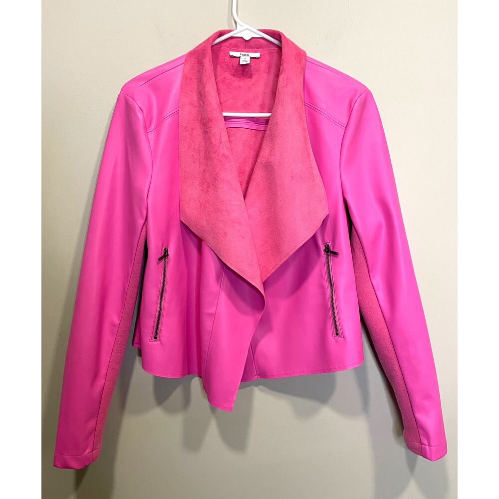 BAR III Faux Leather FLyaway Barbie Pink Jacket Women's Sz Small